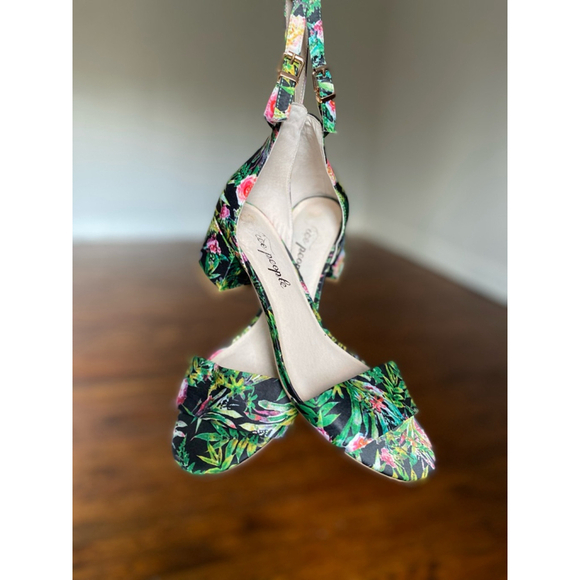 Free People Tropical Heeled Sandals Island Vaca Resort Statement Sz 39 Bold Boho - Picture 2 of 8